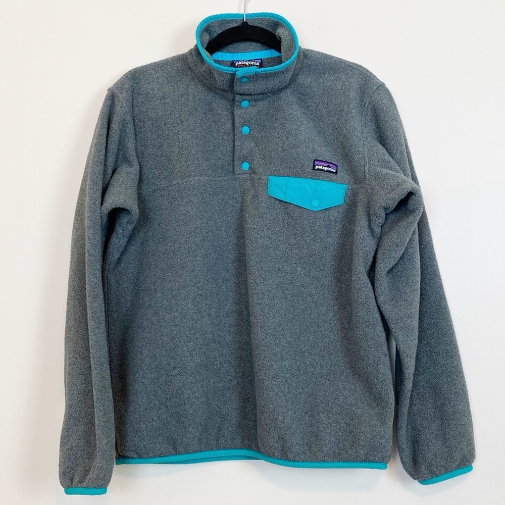 Patagonia Lightweight Synchilla Snap-T Fleece Pullover Nickel/Regen Green - Picture 2 of 9